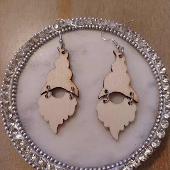 Red & White Santa Gnome Holiday Christmas Dangle Drop Earrings - Picture 3 of 8